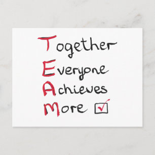 Cartão Postal Equipe - Juntos Todos Conseguem Mais