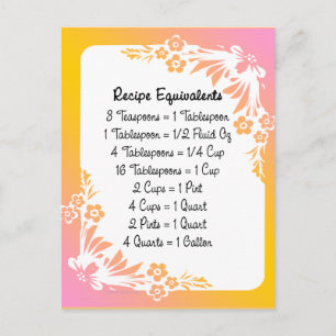 Cartão Postal Equivalentes de receitas Pastel Floral