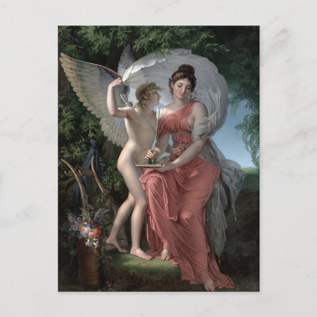 Cartão Postal Erato Musa da Poesia Lírica por Charles Meynier (Frente)