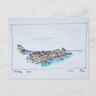 Cartão Postal Erbalunga & o Mediterrâneo Córsega, França