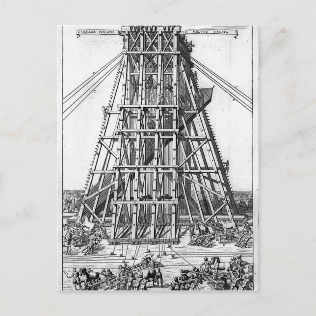 Cartão Postal Erecendo o antigo Obelisco Egípcio (Frente)