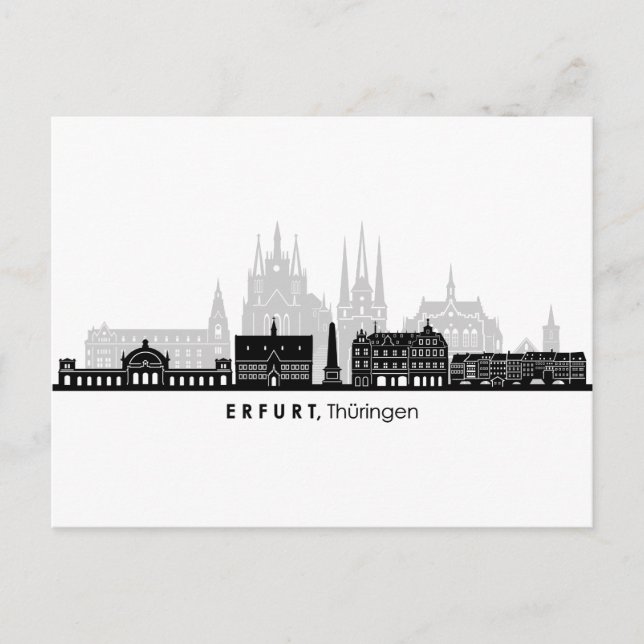 Cartão Postal ERFURT Thuringia Germany City Skyline Silhouette (Frente)