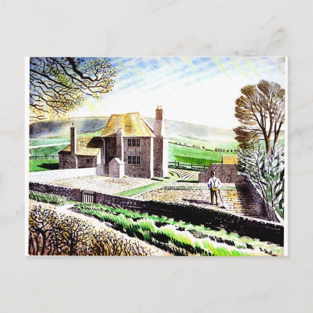 Cartão Postal Eric Ravilious art, o algodão de Shepherd (Frente)