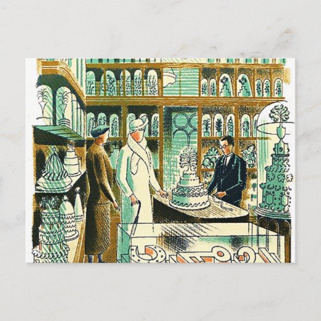 Cartão Postal Eric Ravilious art, O Compro Casamento (Frente)
