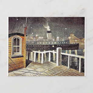 Cartão Postal Eric Ravilious art, S.S. Brighton deixando Newhave