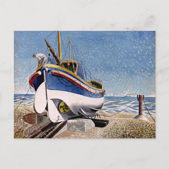 Cartão Postal Eric Ravilious - Barco salva-vidas (Frente)