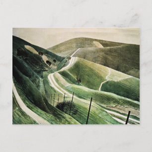 Cartão Postal Eric Ravilious - Chalk Paths, famosa trabalho de a