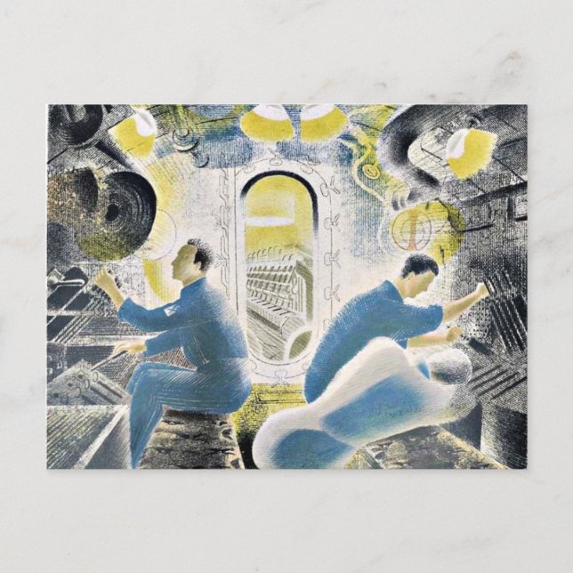 Cartão Postal Eric Ravilious, Controles De Funcionamento Submers (Frente)