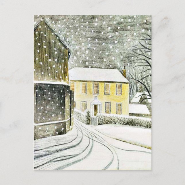Cartão Postal Eric Ravilious - Estrada Hallstead na Neve, (Frente)
