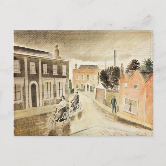 Cartão Postal Eric Ravilious - Rua da Aldeia, arte fina (Frente)