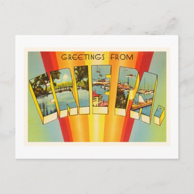 Cartão Postal Erie Pennsylvania PA Antigo Souvernise de Viagem V (Frente)