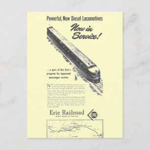 Cartão Postal Erie Railroad 1948 Novas Locomotivas Diesel