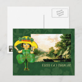 Cartão Postal Erin Go Bragh Vintage Irish Girl Rua.Dia de Patric