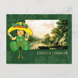 Cartão Postal Erin Go Bragh Vintage Irish Girl Rua.Dia de Patric