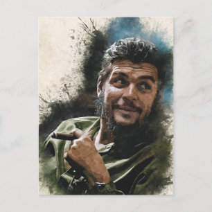Cartão Postal Ernesto CHE Guevara Retrato Abstrato em Aquarela P