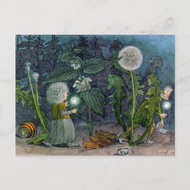 Cartão Postal Ernst Kreidolf Thieves Flores Fairies (Frente)