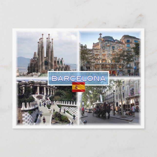 Cartão Postal ES Barcelona - Sagrada Família - Casa Batllo (Frente)