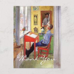 Cartão Postal Esbjorn fazendo seu trabalho de casa de Carl Larss