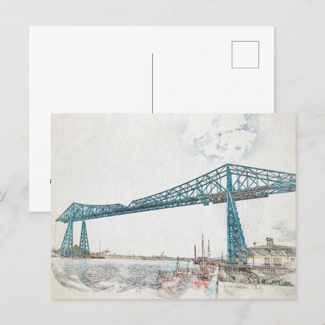Cartão Postal Esboço Artístico da Ponte Transportadora de Middle (Frente/Verso)