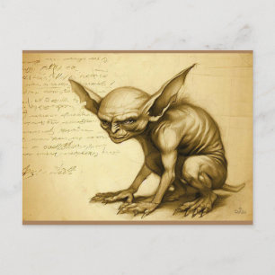 Cartão Postal esboço científico falhado de criaturas fantásticas