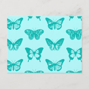 Cartão Postal Esboço da borboleta, aqua e turquesa