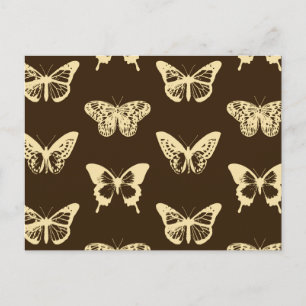 Cartão Postal Esboço da borboleta, bege em castanho chocolate