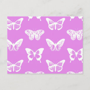 Cartão Postal Esboço da borboleta, orquídea e branco