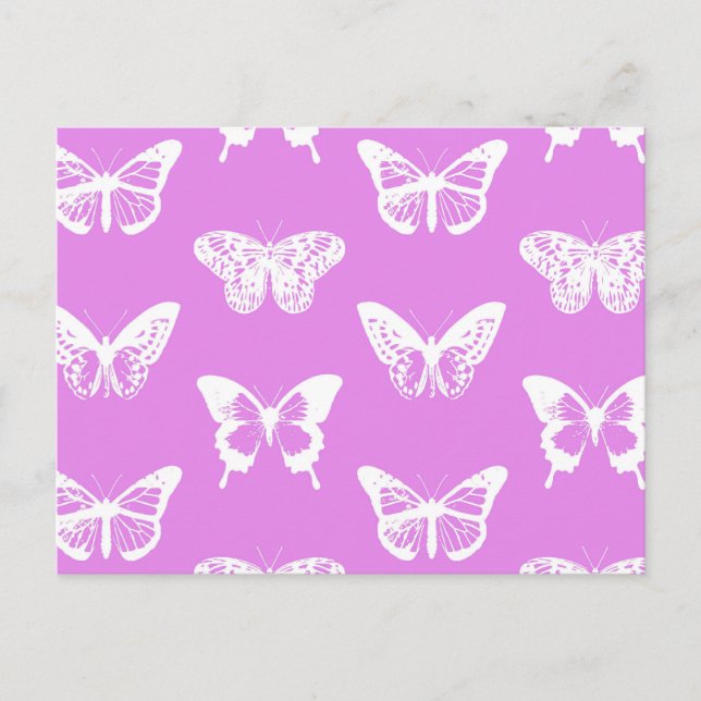 Cartão Postal Esboço da borboleta, orquídea e branco (Frente)