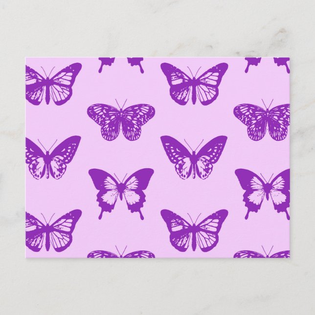 Cartão Postal Esboço da borboleta, rosa-orquídea e violeta (Frente)