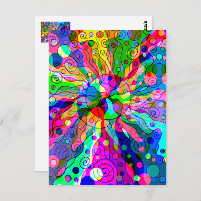 Cartão Postal Esboço de arte fantasiosa - Abstrato Neon Shift 1 (Frente/Verso)