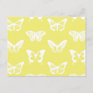 Cartão Postal Esboço de borboleta, ouro de mostarda e branco