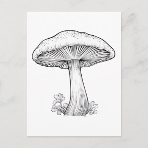 Cartão Postal Esboço de cogumelo desenho a lápis, desenho animad