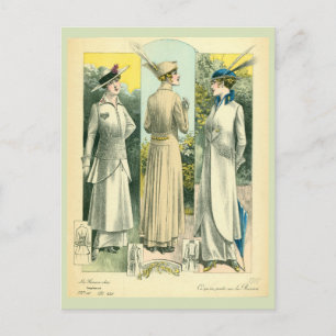 Cartão Postal Esboço de Moda Francês Antigo