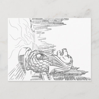 Cartão Postal Esboço do Marco Turístico de Singapura - Merlion
