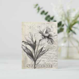 Cartão Postal Esboço Floral Russo com Caligrafia - Idade (3)