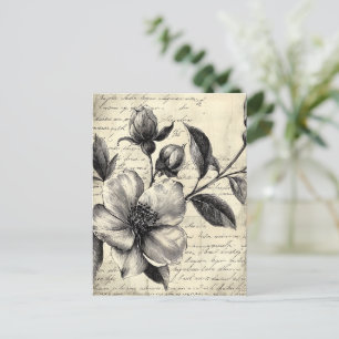 Cartão Postal Esboço Floral Russo com Caligrafia - Idade (8)