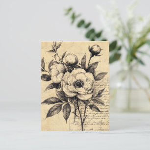 Cartão Postal Esboço Floral Russo com Caligrafia - Idade (9)