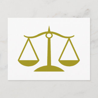 Cartão Postal Escalas de Justiça - Dourado