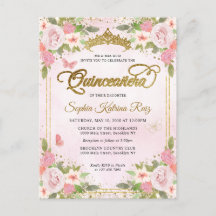 Escamudo Floral Dourado Tiara Quinceañera