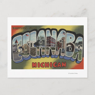 Cartão Postal Escanaba, Michigan - Cenas com Letras Grandes