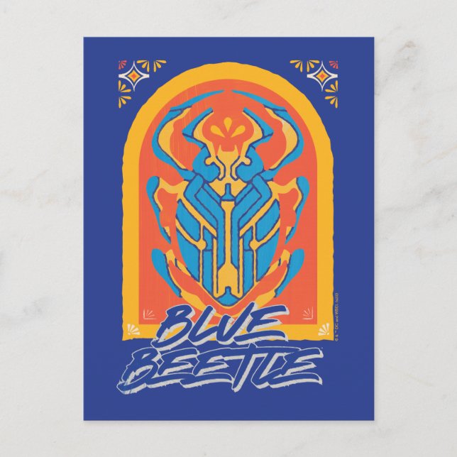 Cartão Postal Escaravelho Blue Beetle Gráfico Talavera (Frente)
