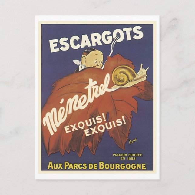 Cartão Postal Escargot Mementrel Vintage Ad (Frente)