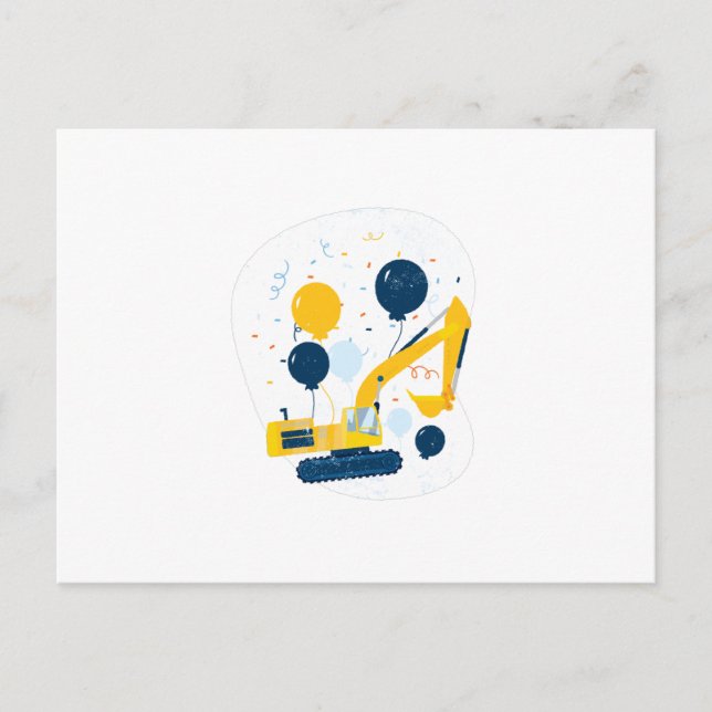 Cartão Postal Escavadeira de Aniversário (Frente)