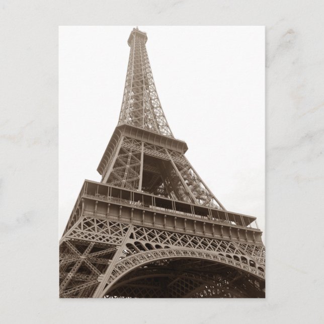 Cartão Postal Esclarecer Sepia Eiffel Torre Amor Paris Europa (Frente)