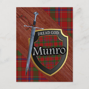 Cartão Postal Escocês Clan Munro Tartan Shield and Sword