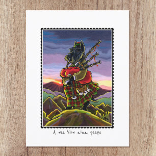 Cartão Postal Escocês Terrier Bagpipe Kilt Dog Personalizado