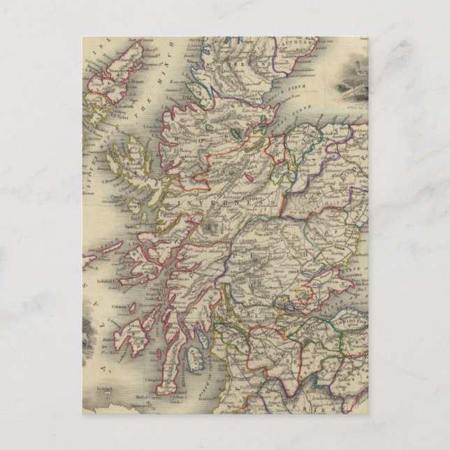 Cartão Postal Escócia com mapa das ilhas Shetland (Frente)