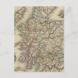 Cartão Postal Escócia com mapa das ilhas Shetland