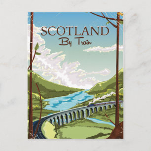 Cartão Postal Escócia De trem locomotiva Cartaz de viagem
