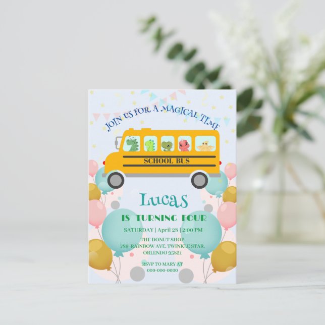 Cartão Postal Escola de dinossauro engraçado Autônomo festa de a (Em pé/Frente)